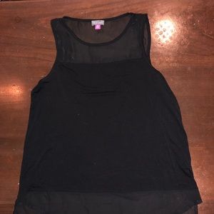 Black tank top with mesh top and bottom